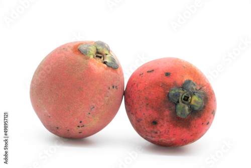 fresh Velvet apple fruit isolate on white background, also known as Diospyros embryopteris, gaab, gab, Ebenaceae photo