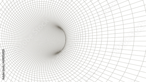 Tunnel grid.Vector Illustration 3d.Tunnel or wormhole