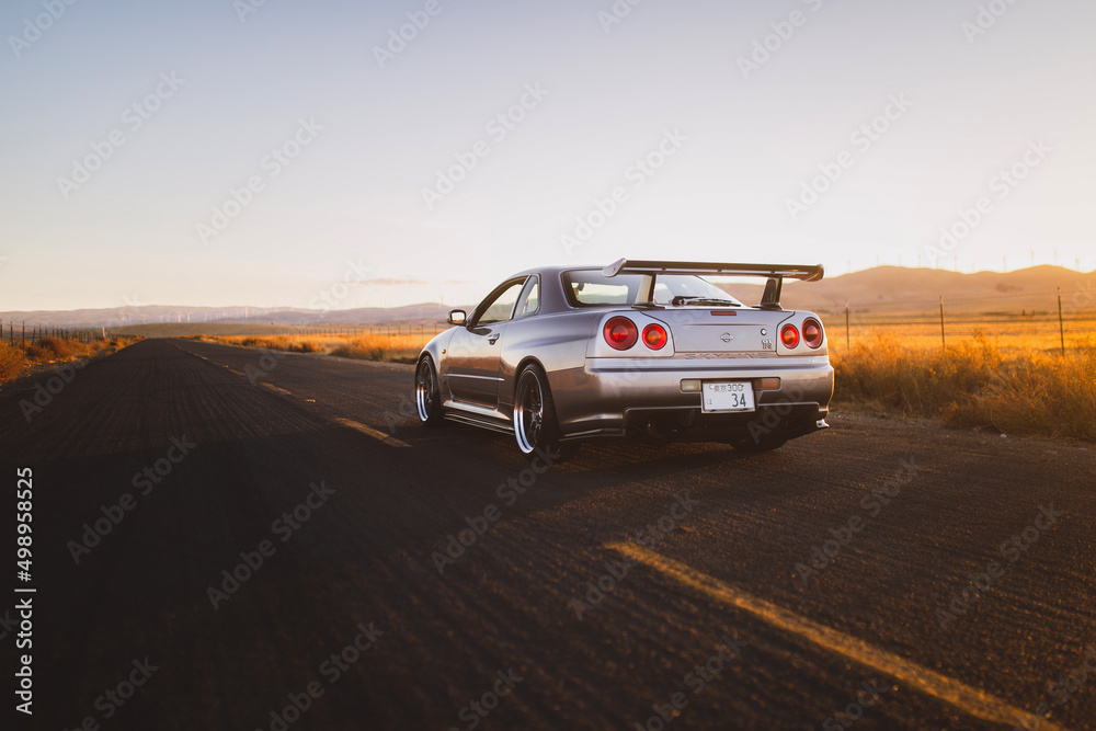 Los-Angeles, USA - June 2021: classic japan sports car Nissan GT-R R34 ...