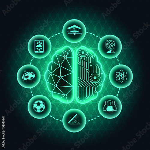 Education icons set with abstract background