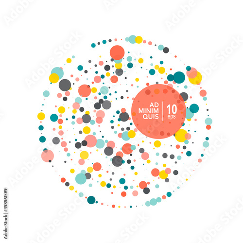 Abstract vector circle frame with halftone dots. Emblem design element for medical, treatment, biology, cosmetic. Circle with circles