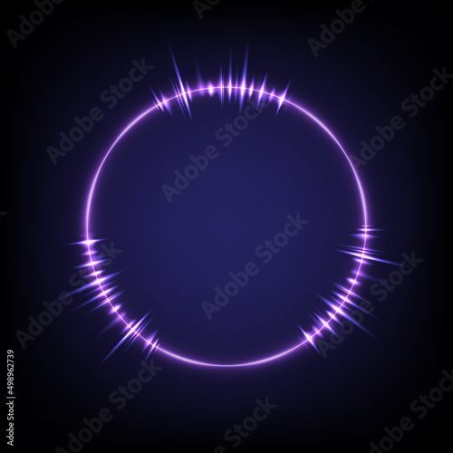 Technology glowing swirl light effect. Magic abstract frame. Power energy of circular element. Luminous sci-fi. Shining neon lights cosmic. Swirl universe trail effect. Music wave circle bolt
