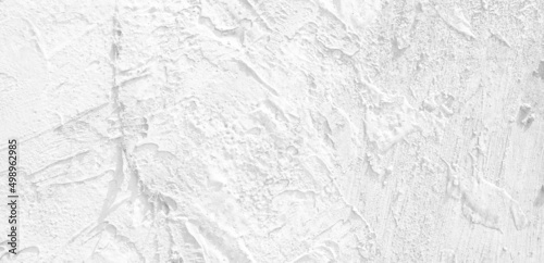 White Wall background texture with plaster, White concrete wall banner, interior design background