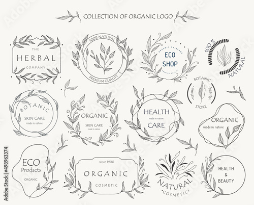 Floral brands and logo design vector collection. Organic themed frames.
