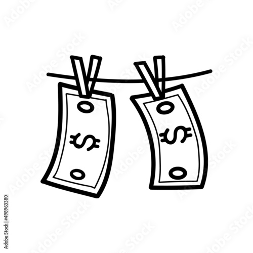 Money laundry icon. Hand drawn vector illustration.