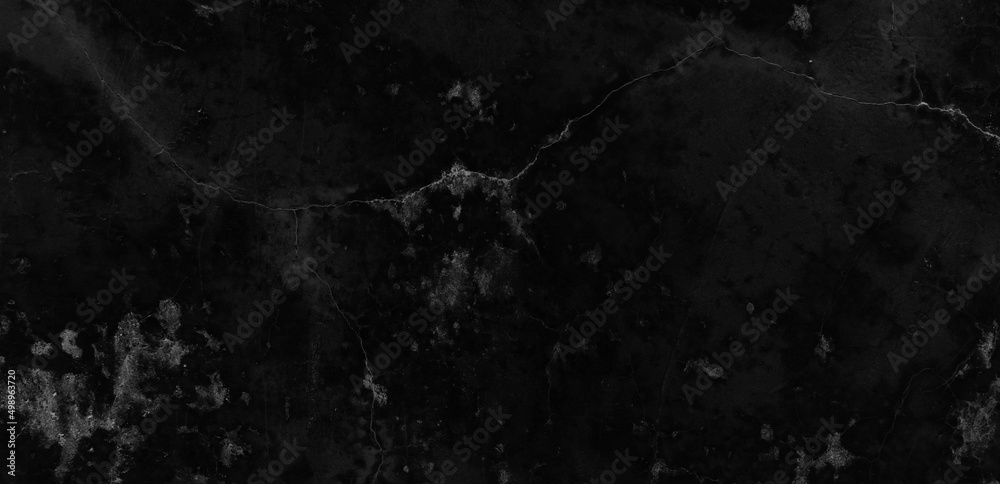 Dark scary black grunge textured concrete stone wall background. Old black wall texture cement
