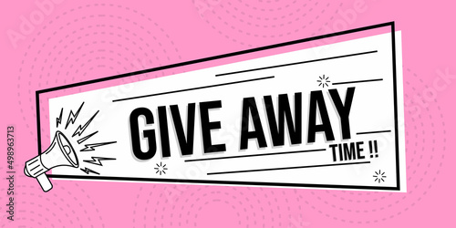 white giveaway banner. promotional advertising badge design.