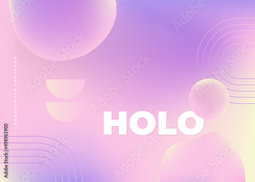 Pink and purple gradient cosmic spheres floating on Holographic background can be used for advertising, marketing, presentation, landing page homepage, poster, cards, and flyers.
