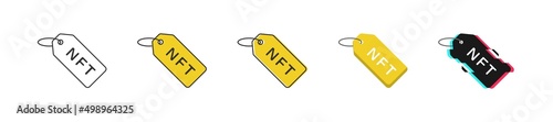 NFT price tag icon set in different styles. Isolated vector flat