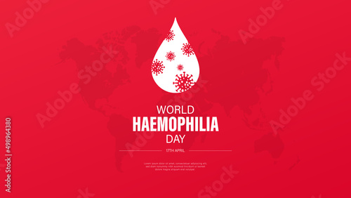 World Hemophilia Day vector illustration background. Awareness Banner with red blood drop and red background.