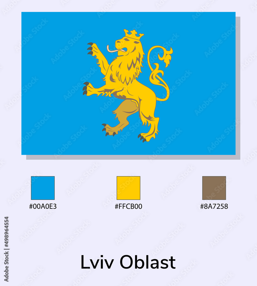 Vector Illustration of Lviv Oblast flag isolated on light blue background. Illustration Lviv Oblast flag with Color Codes. As close as possible to the original. ready to use, easy to edit. Vector Illustration of Lviv Oblast flag isolated on light blue background. Illustration Lviv Oblast flag with Color Codes. As close as possible to the original. ready to use, easy to edit.