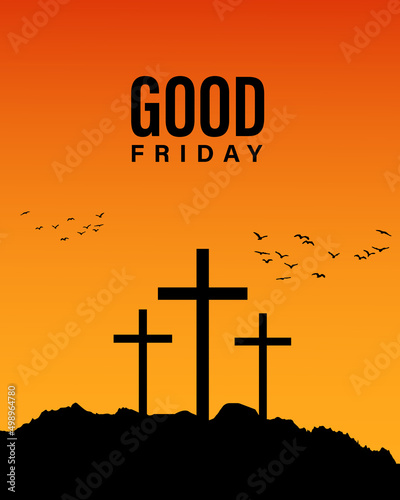 Good Friday poster vector illustration. Background, greetings, posters, symbols, birds, religious elements.