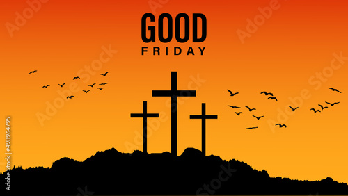 Good Friday banner vector illustration. Background, greetings, banners, posters, symbols, birds, religious elements, and print.