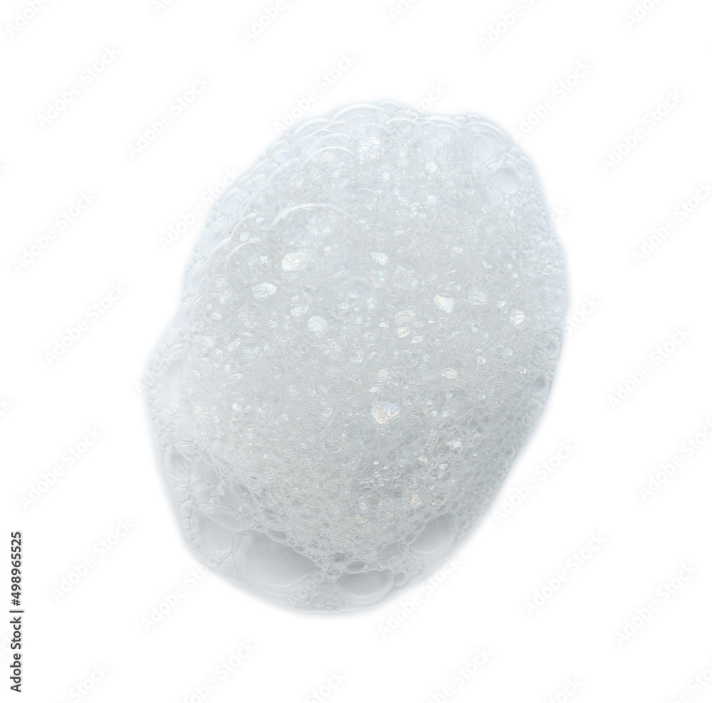 Drop of bath foam isolated on white, top view Drop of bath foam isolated on white, top view