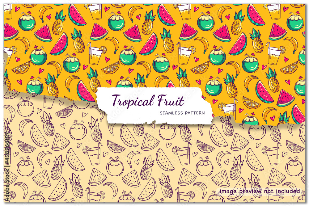 Tropical Fruit Background Seamless Pattern