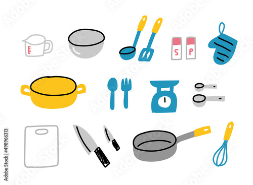 キッチン用品イラストいろいろ　アタリケイ（罫線なし）