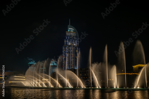Canvas Print Wasserspiele am Burj Khalifa in Dubai