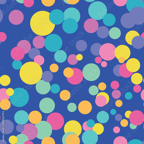 Vector circle pattern, colorful scattered repeat, abstract background