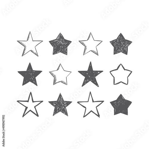 Star doodle collection. Hand drawn stars.