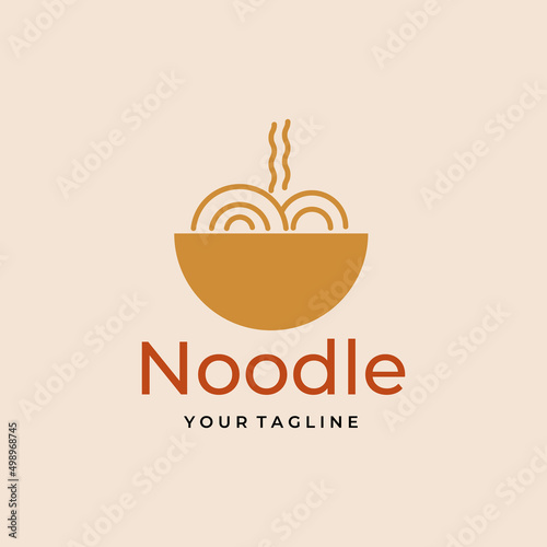 noodle simple logo line art vector design in circle
