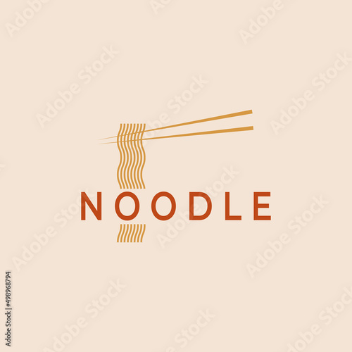 noodle simple logo line art vector design illustration