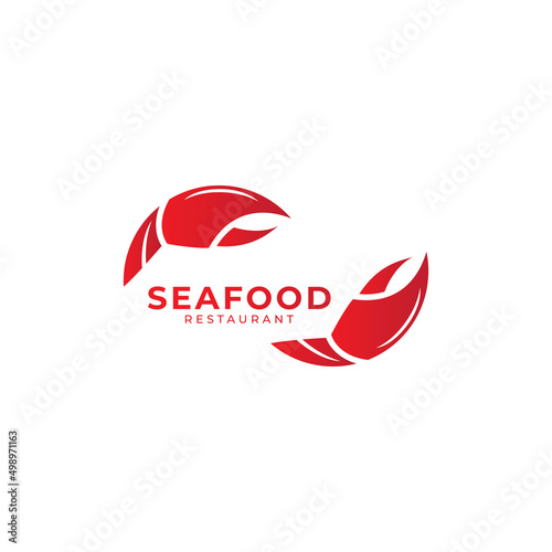 seafood red crab restaurant logo design icon for food Business, classic vintage retro style logotype Vector typography