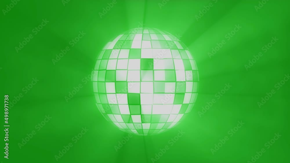 mirror disco ball reflecting green rays, place for your text, 3d render mirror disco ball reflecting green rays, place for your text, 3d render