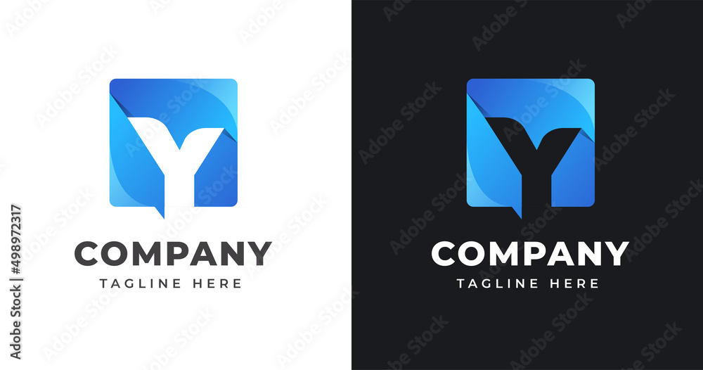 Naklejka premium Letter Y logo design template with square shape concept gradient element geometric