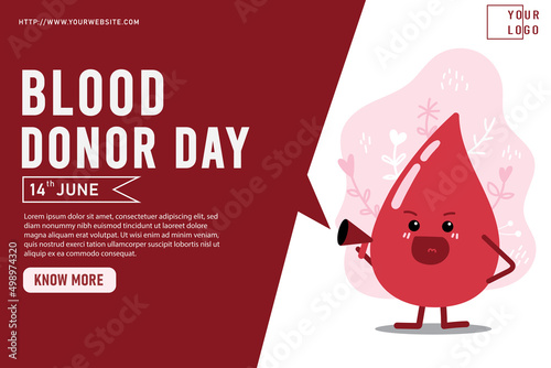 world blood donor day banner template Free premium vector with mascot character for hemophilia thalassemia awareness