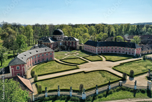 Veltrusy castle with park from above