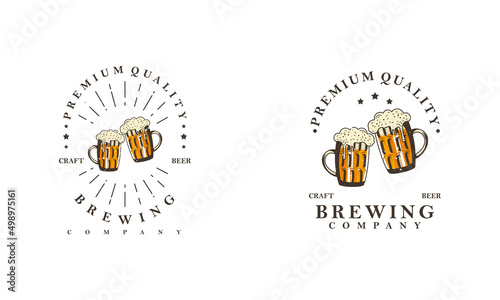Vintage beer logo template vector illustration