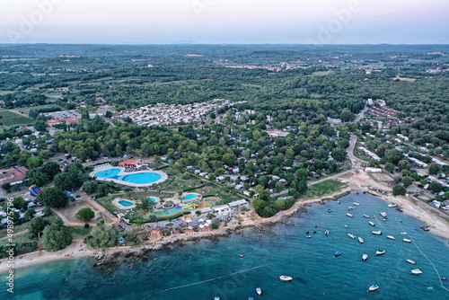 North Croatian sea shore with camp and hotel pools
