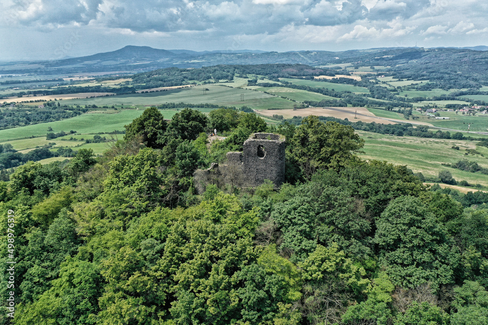 Ruins of old castle on hill top