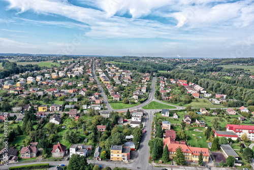 Fototapeta Naklejka Na Ścianę i Meble -  Small village suburb with streets and crossroads