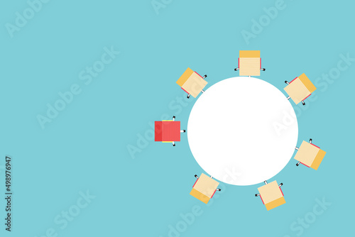 Red Different Chair. Hiring, recruitment, and Leadership Concept. Symbol of vacancies, job offers, career development, job advertisement. Eps10 vector illustration
