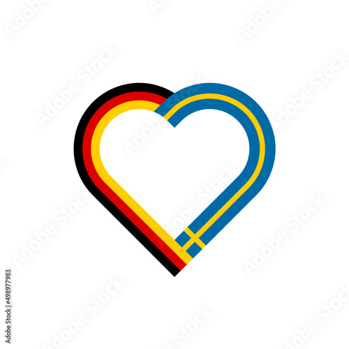 unity concept. heart ribbon icon of germany and sweden flags. vector illustration isolated on white background