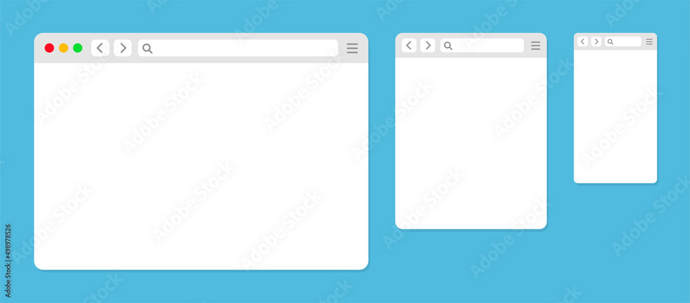 Browser window web elements. Design template with browser window for ...