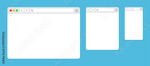 Browser window web elements. Design template with browser window for mobile device design. Browser in flat style.