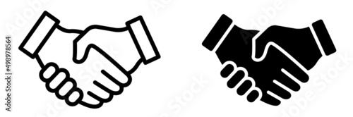 Partnership symbol. Handshake line icon isolated on white background. photo