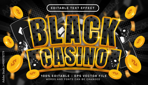 black casino 3d text effect and editable text effect