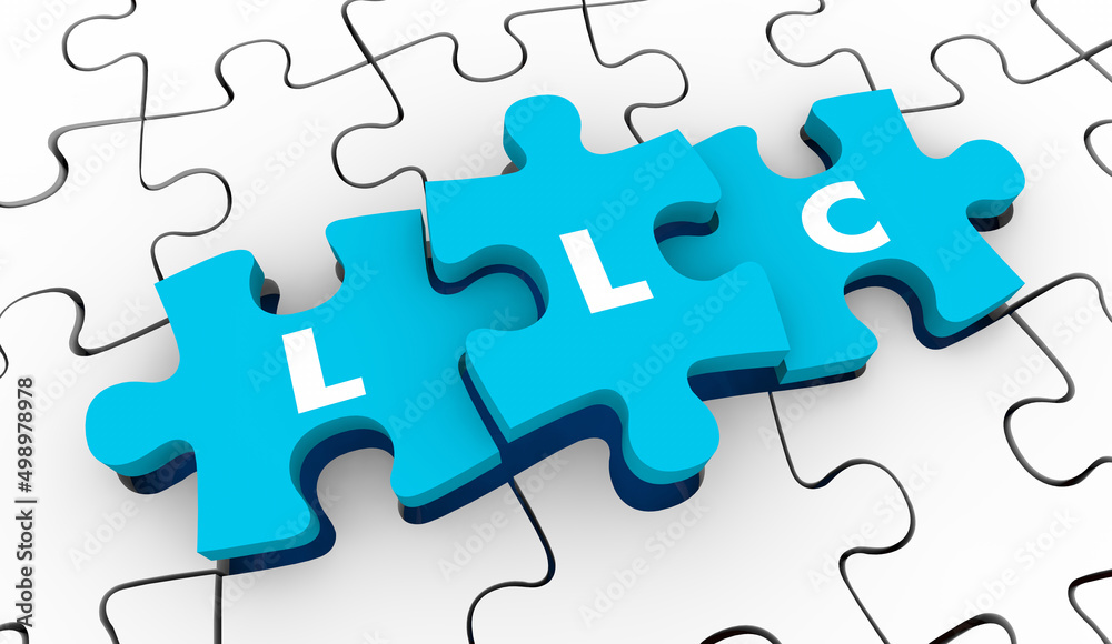 LLC Limited Liability Corporation Start Up Business Company Puzzle Pieces 3d Illustration LLC Limited Liability Corporation Start Up Business Company Puzzle Pieces 3d Illustration
