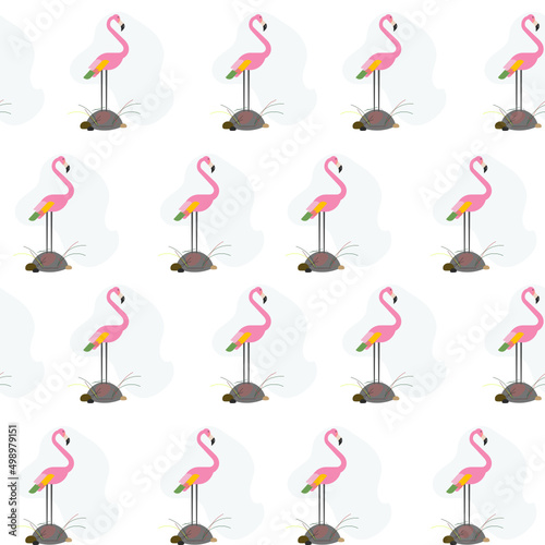 set of people with hands up, set of bird seamless pattern