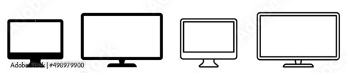 Device icons set. Devices collection TV, monitor and desktop computer. Flat style. photo