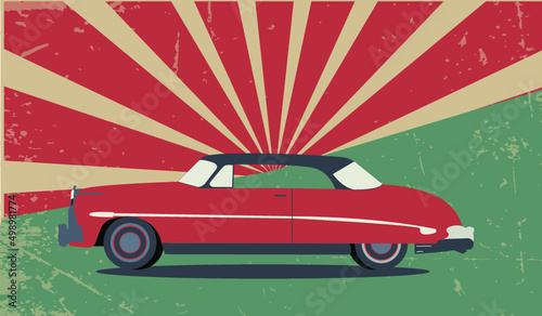 Illustration of a vintage car for a business card  poster