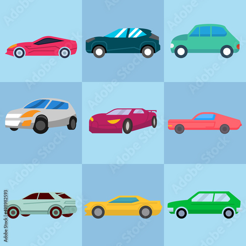 flat icons for Car side view and car front set,transportation,vector illustrations
