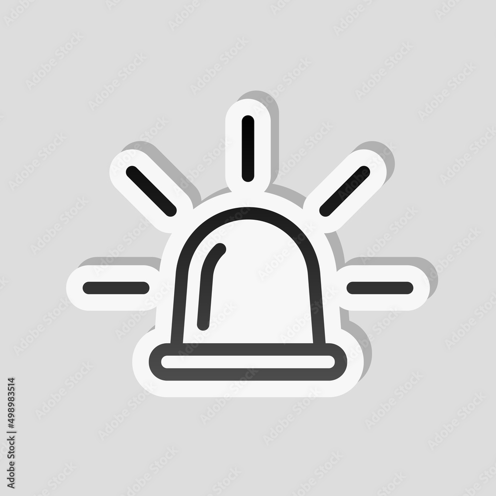 Emergency siren of ambulance or police, simple icon. Linear sticker, white border and simple shadow on gray background Emergency siren of ambulance or police, simple icon. Linear sticker, white border and simple shadow on gray background