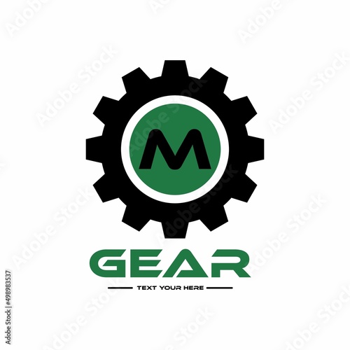 Letter M gear vector template logo. This Design is suitable for technology, industrial or automotive