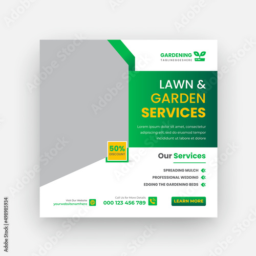 Lawn Garden Care Social Media Post Or Instagram Social Media Post Square Web  Banner And Square Flyer Template Desin