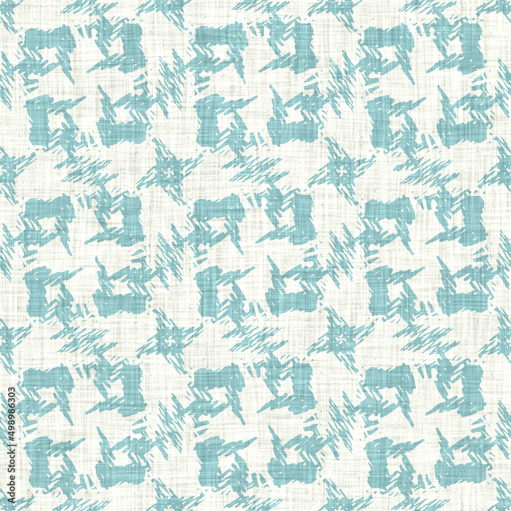 Aegean teal geo grid patterned linen texture background. Summer coastal living style wash check fabric effect. Sea green wash grunge distressed geometric grid. Home decor textile seamless pattern Aegean teal geo grid patterned linen texture background. Summer coastal living style wash check fabric effect. Sea green wash grunge distressed geometric grid. Home decor textile seamless pattern