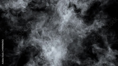 Two jets of white smoke collide in the middle of the frame and dissipate completely on an alpha channel background.